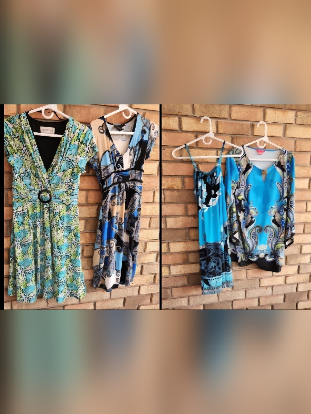 4 Piece Multiple Dresses Vibrant Turquoise Paisley Tunic, Tunic, Geo &‎ Bright